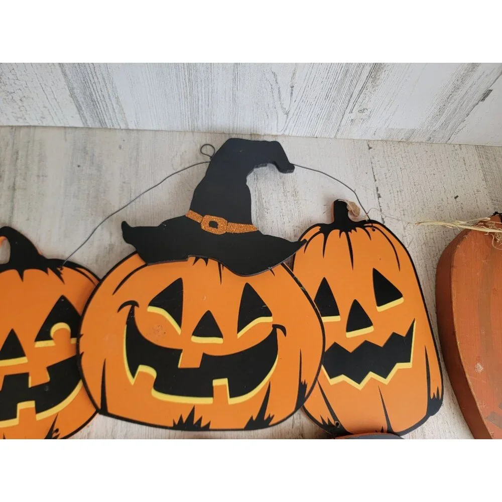 Happy Halloween set pumpkin witch hanging sign decor‎ figure